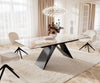 Dining Table Aurora 180-220x100cm Ceramic Beige V-Frame Black