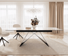 Dining Table Aurora 180-220x100cm Ceramic Beige V-Frame Black