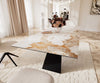 Dining Table Aurora 180-220x100cm Ceramic Beige V-Frame Black