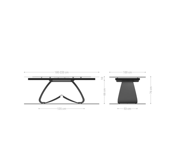 Dining Table Aurora Extendable 180-220cm Ceramic Beige W Frame Black