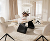 Dining Table Aurora Extendable 180-220cm Ceramic Beige W Frame Black