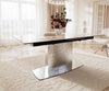 Dining Table Aurora 180-220x100cm Ceramic Beige Central Frame Silver