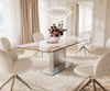 Dining Table Aurora 180-220x100cm Ceramic Beige Central Frame Silver