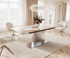 Dining Table Aurora 180-220x100cm Ceramic Beige Central Frame Silver