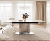 Dining Table Aurora 180-220x100cm Ceramic Beige Central Frame Silver