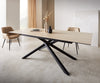 Dining Table Aurora Extendable 180-220cm Ceramic Natural Cross Frame Black