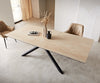 Dining Table Aurora Extendable 180-220cm Ceramic Natural Cross Frame Black