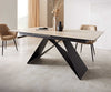Dining Table Aurora 180-220x100cm Ceramic Travertine V-Frame Black