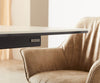 Dining Table Aurora 180-220x100cm Ceramic Travertine V-Frame Black