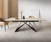 Dining Table Aurora 180-220x100cm Ceramic Travertine V-Frame Black