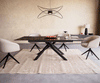 Dining Table Aurora 180-220x100cm Glass Black Cross Frame Black