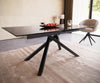 Dining Table Aurora 180-220x100cm Glass Black Cross Frame Black