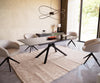 Dining Table Aurora 180-220x100cm Glass Black Cross Frame Black