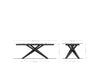 Dining Table Aurora 180-220x100cm Glass Black Cross Frame Silver