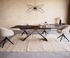 Dining Table Aurora 180-220x100cm Glass Black V-Frame Black