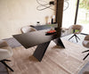 Dining Table Aurora 180-220x100cm Glass Black V-Frame Black