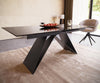 Dining Table Aurora 180-220x100cm Glass Black V-Frame Black