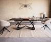 Dining Table Aurora 180-220x100cm Glass Black W-Frame Black