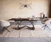 Dining Table Aurora 180-220x100cm Glass Black W-Frame Titanium