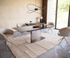 Dining Table Aurora 180-220x100cm Glass Black Central Frame Silver