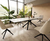 Dining Table Aurora 200-300x100cm Ceramic Gold Cross Frame Black