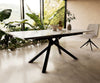 Dining Table Aurora 200-300x100cm Ceramic Gold Cross Frame Black