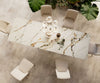 Dining Table Aurora 200-300x100cm Ceramic Gold Central Frame Silver