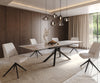Dining Table Aurora Extendable 200-300cm Ceramic Beige Cross Frame Black