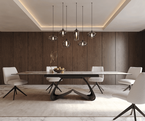 Dining Table Aurora Extendable Ceramic 200-300cm Beige W Frame Black