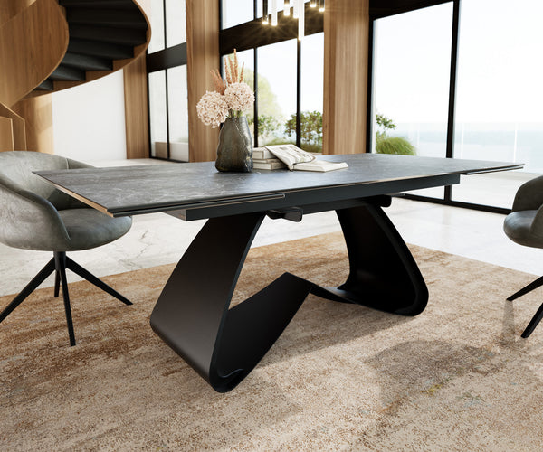 Dining Table Aurora Extendable 200-300cm Ceramic Anthracite W Frame Black