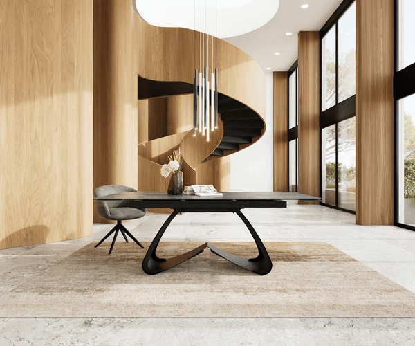 Dining Table Aurora Extendable 200-300cm Ceramic Anthracite W Frame Black