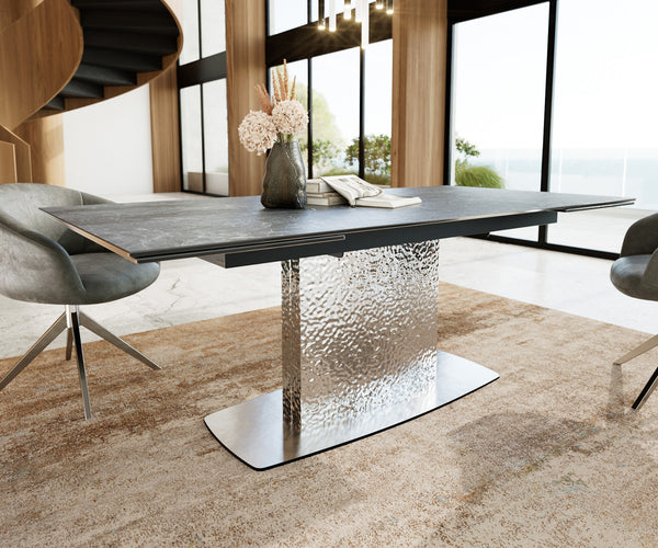 Dining Table Aurora Extendable 200-300cm Ceramic Anthracite Central Frame Steel