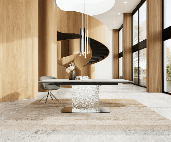 Dining Table Aurora Extendable 200-300cm Ceramic White Central Frame Steel