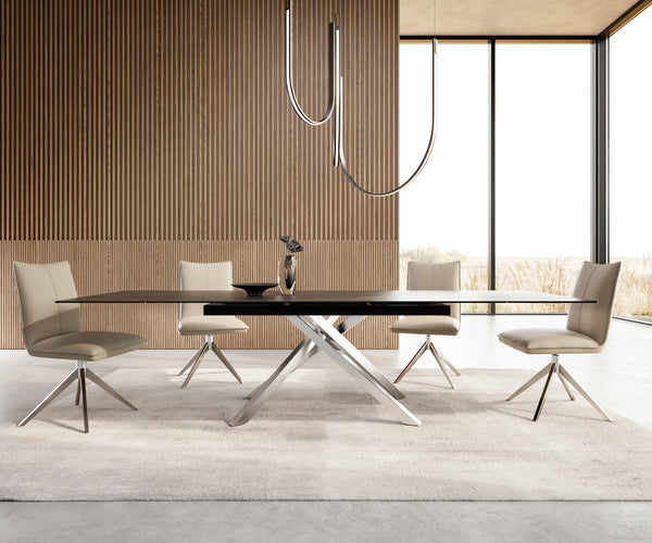 Dining Table Aurora Extendable 200-300cm Ceramic Brown Cross Frame Steel