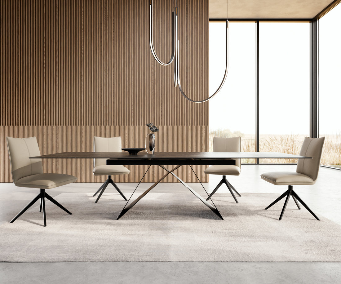 Extendable Dining Table Aurora 200-300cm Ceramic Noir Desir Brown V-Frame Black