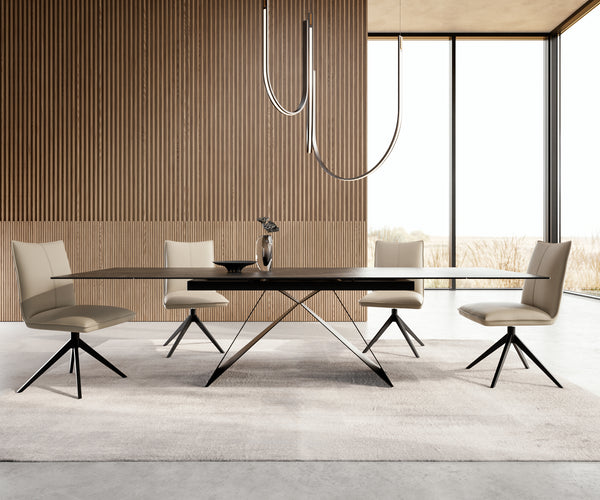 Dining Table Aurora Extendable 200-300cm Ceramic Brown V Frame Black
