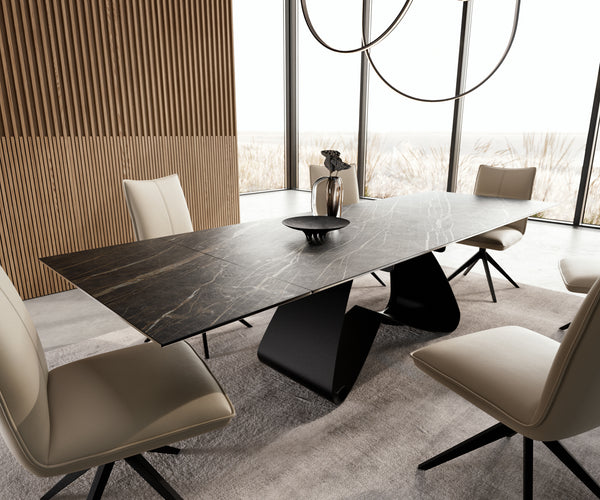 Dining Table Aurora Extendable 200-300cm Ceramic Brown W Frame Black