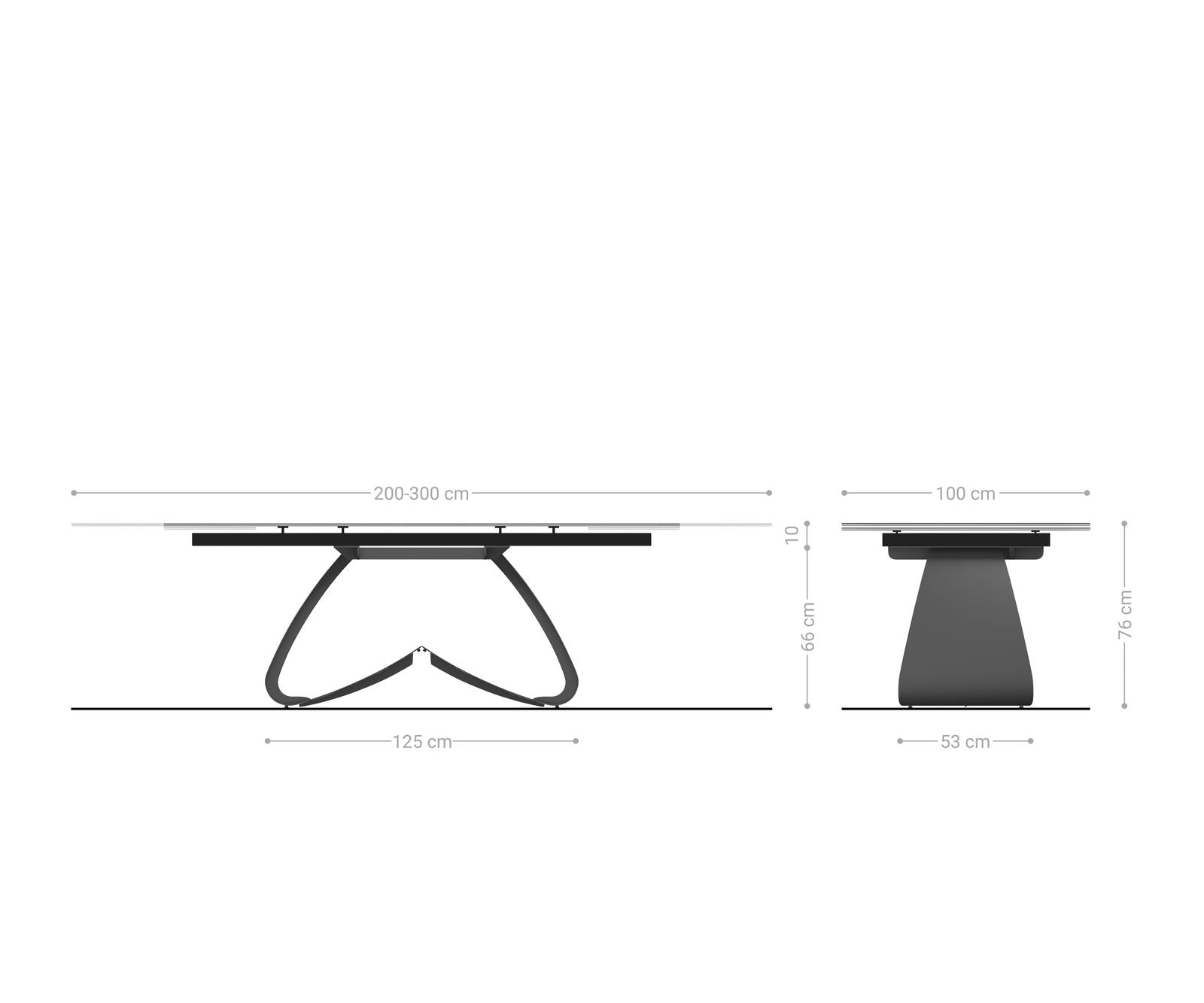 Dining Table Aurora Extendable 200-300cm Ceramic Brown W Frame Black