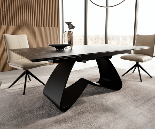 Dining Table Aurora Extendable 200-300cm Ceramic Brown W Frame Black