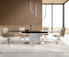 Dining Table Aurora Extendable Ceramic 200-300cm Brown Wave Frame Steel