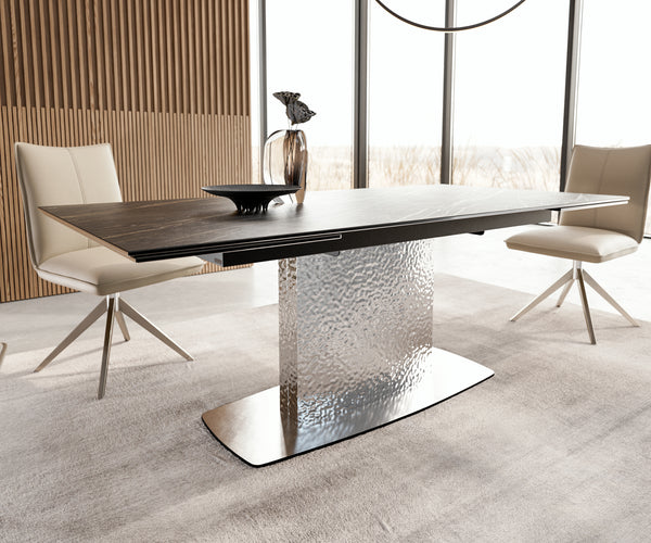 Dining Table Aurora Extendable Ceramic 200-300cm Brown Wave Frame Steel