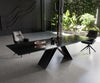 Dining Table Aurora Extendable Ceramic 200-300cm Glass Relief V Frame Black