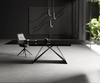 Dining Table Aurora Extendable 200-300cm Glass Relief V Frame Black