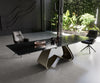 Dining Table Aurora Extendable Ceramic 200-300cm Glass Relief W Frame Titanium