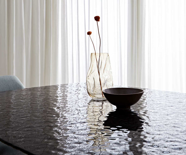 Dining Table Aurora Boat 240x120cm Glass Black Spider Frame Black