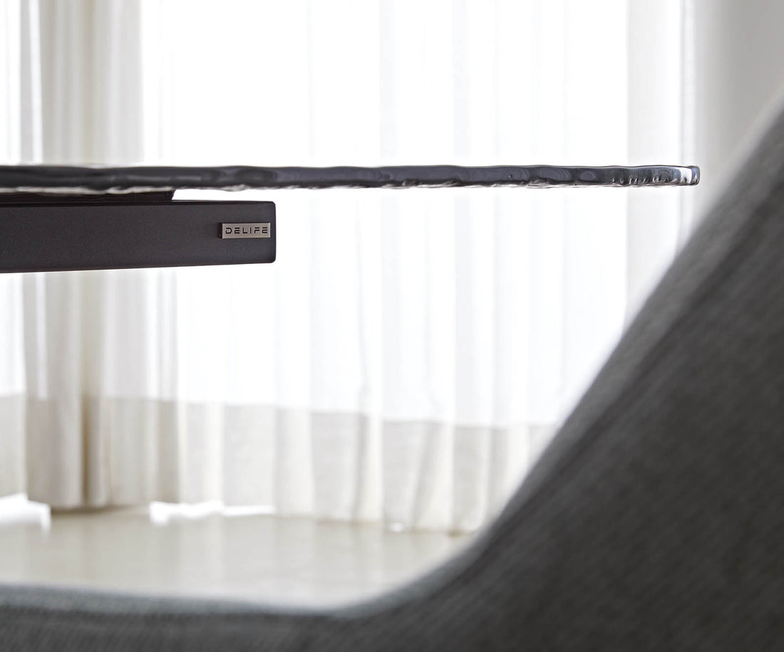 Dining Table Aurora Boat 240x120cm Glass Black Spider Frame Black