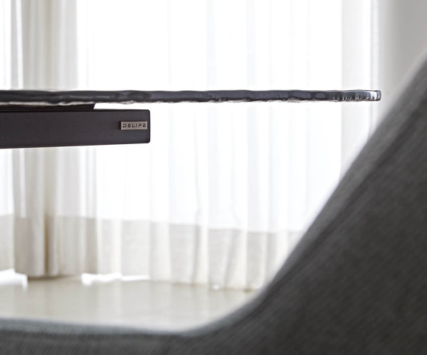 Dining Table Aurora Boat 240x120cm Glass Black Spider Frame Black