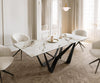 Dining Table Aurora 180-220x100cm Ceramic Gold Spider Frame Black