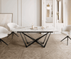 Dining Table Aurora 180-220x100cm Ceramic Gold Spider Frame Black