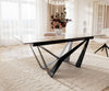 Dining Table Aurora 180-220x100cm Ceramic Beige Spider Frame Black